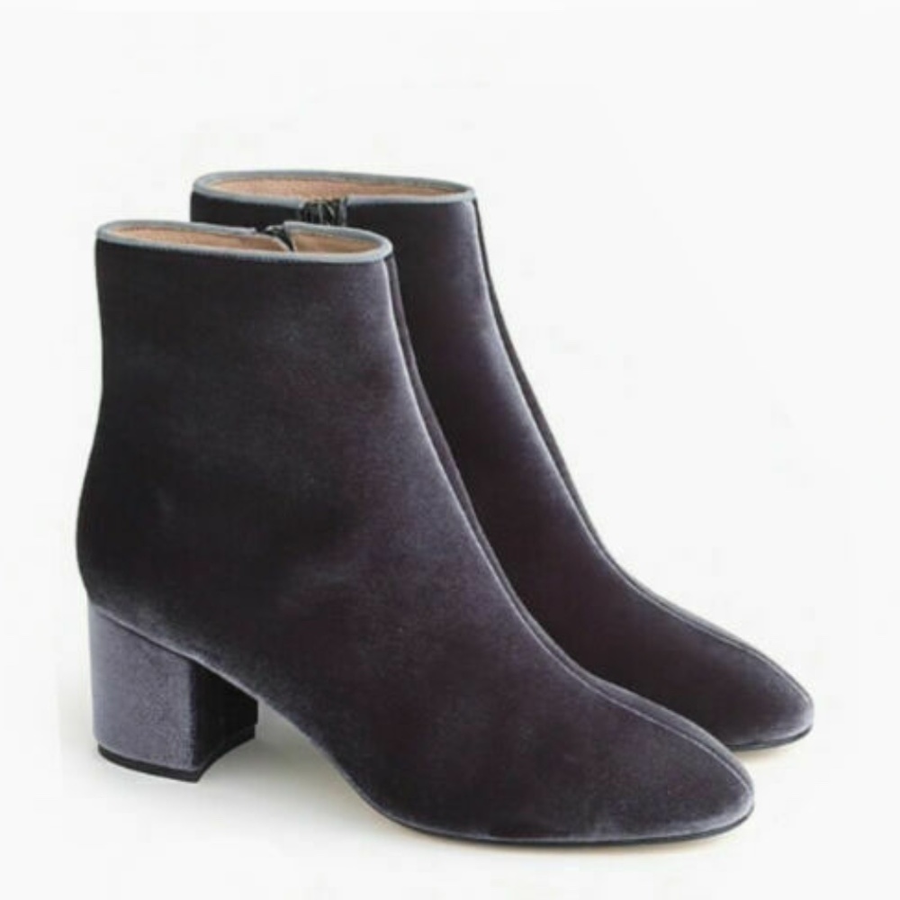 J. CREW Hadley Blue Velvet Ankle Boots